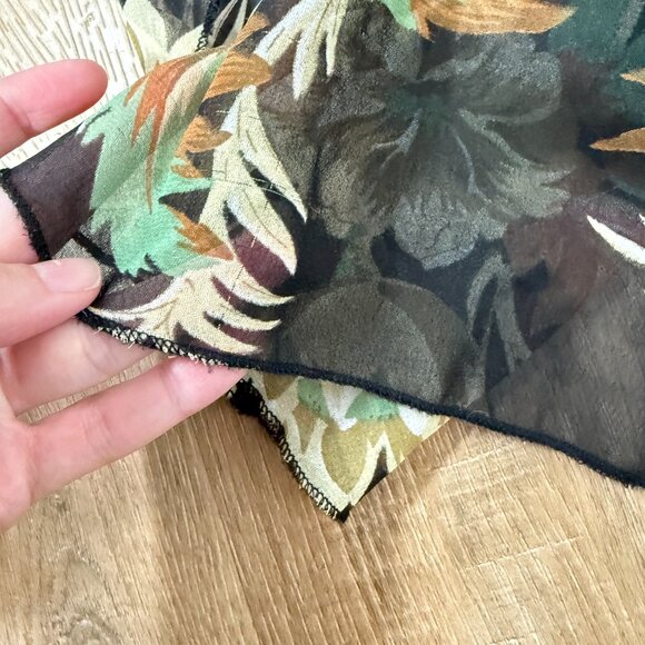 Vintage 90s Maxi Dress Floral Black Beaded Matching Scarf Fairy Feminine M - Picture 14 of 16